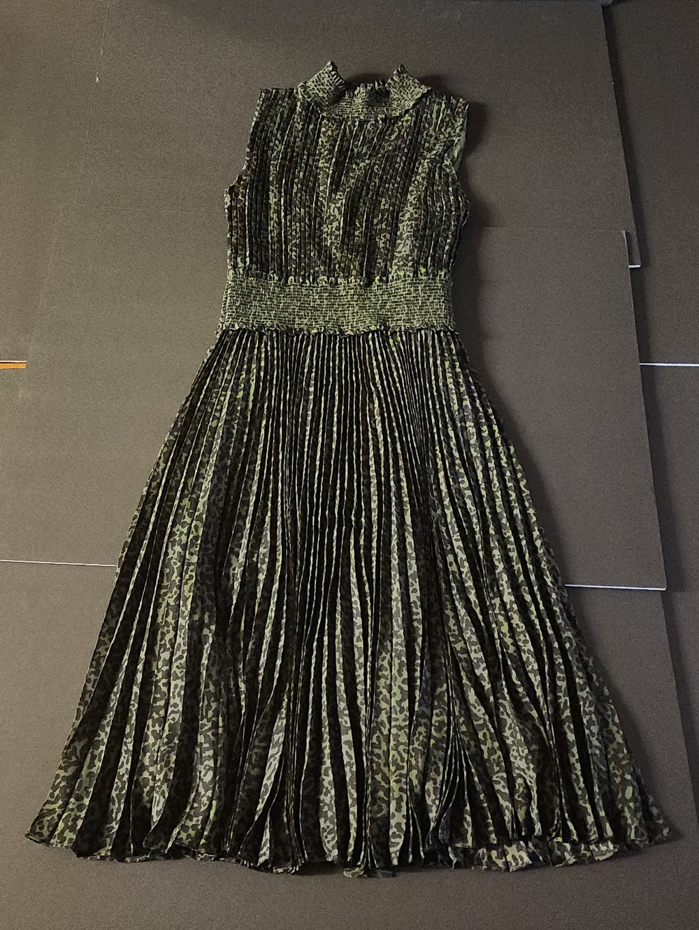 NWT Nanette Lepore Party Cocktail Midi Dress, Size 6,Pleats Lined Dk.Green/Black